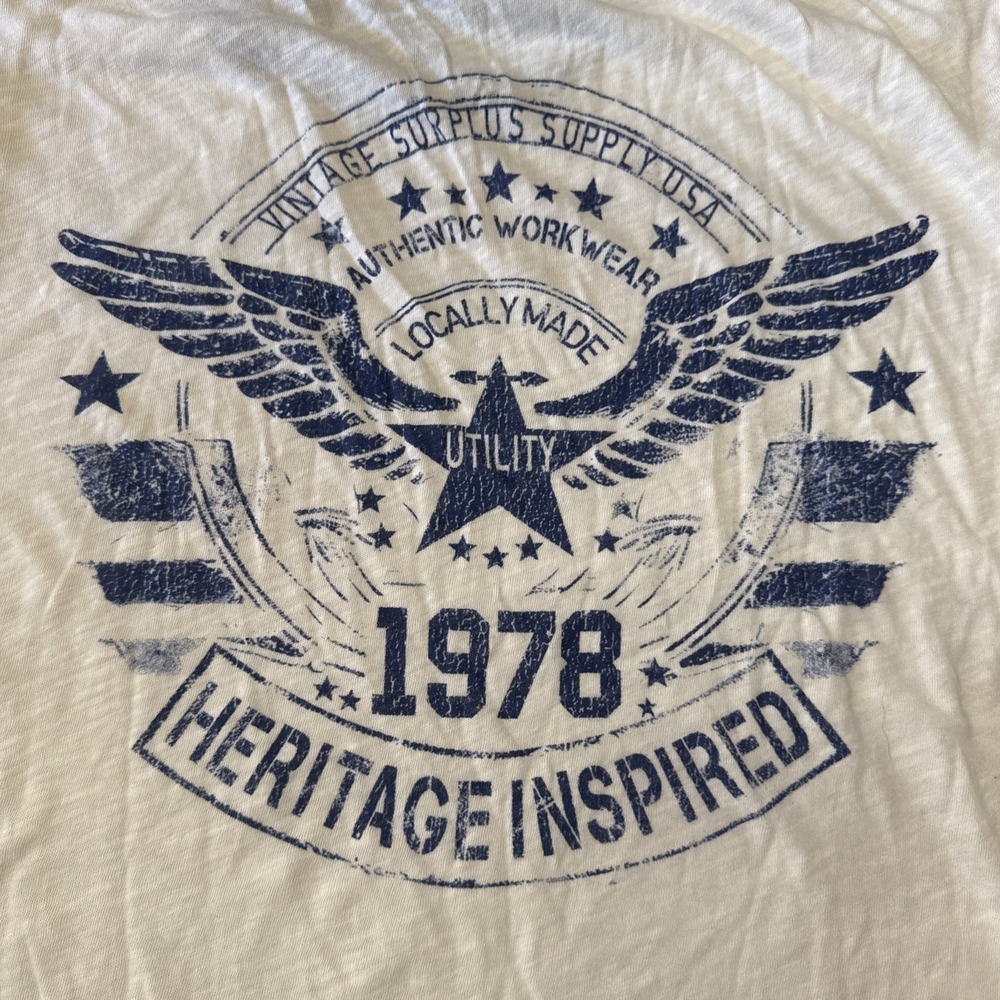 Anthropologie Pilcro Graphic Ringer Tee T-shirt Large Top Vintage Inspired Eagle
